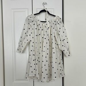MAJE WHITE COTTON POPLIN OFF SHOULDER BUTTON DOWN BELTED MINI DRESS SIZE 2
